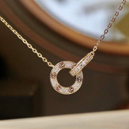 [✨ROSE💎]LOVE  FULL DIAMOND PENDANT NECKLACE