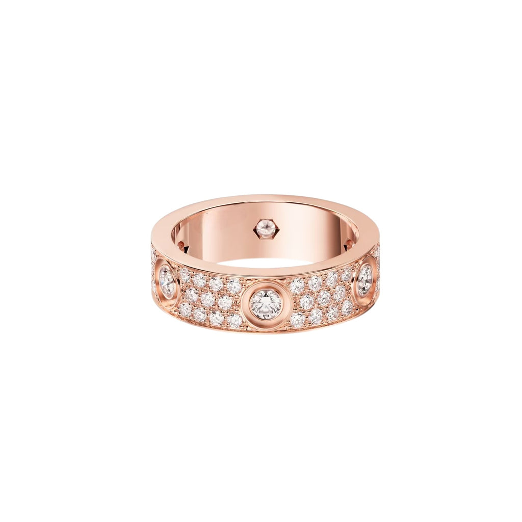 [✨ROSE💎]LOVE 5.5MM FULL-PAVE 6-DIAMOND RING