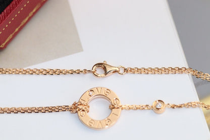 [✨ROSE💎]LOVE NECKLACE ADJUSTABLE ROSE GOLD 2 DIAMOND