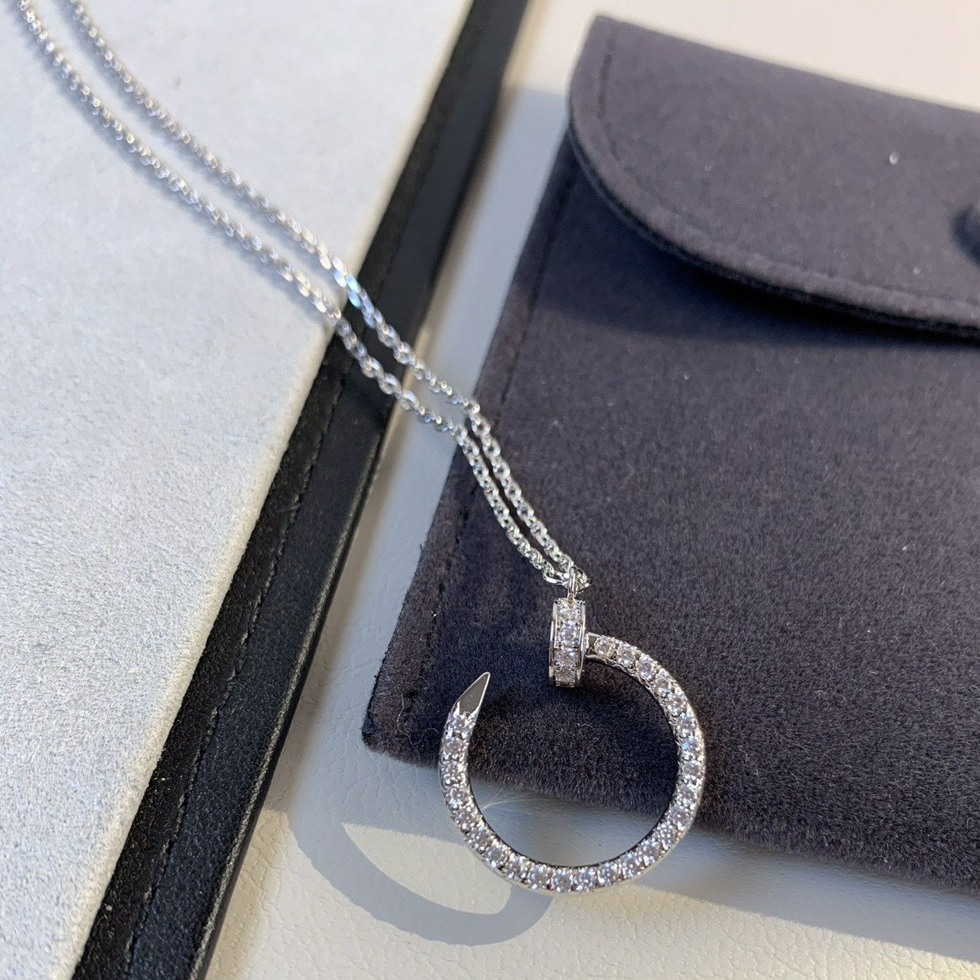 [✨ROSE💎]JUSTE NECKLACE SILVER DIAMONDS