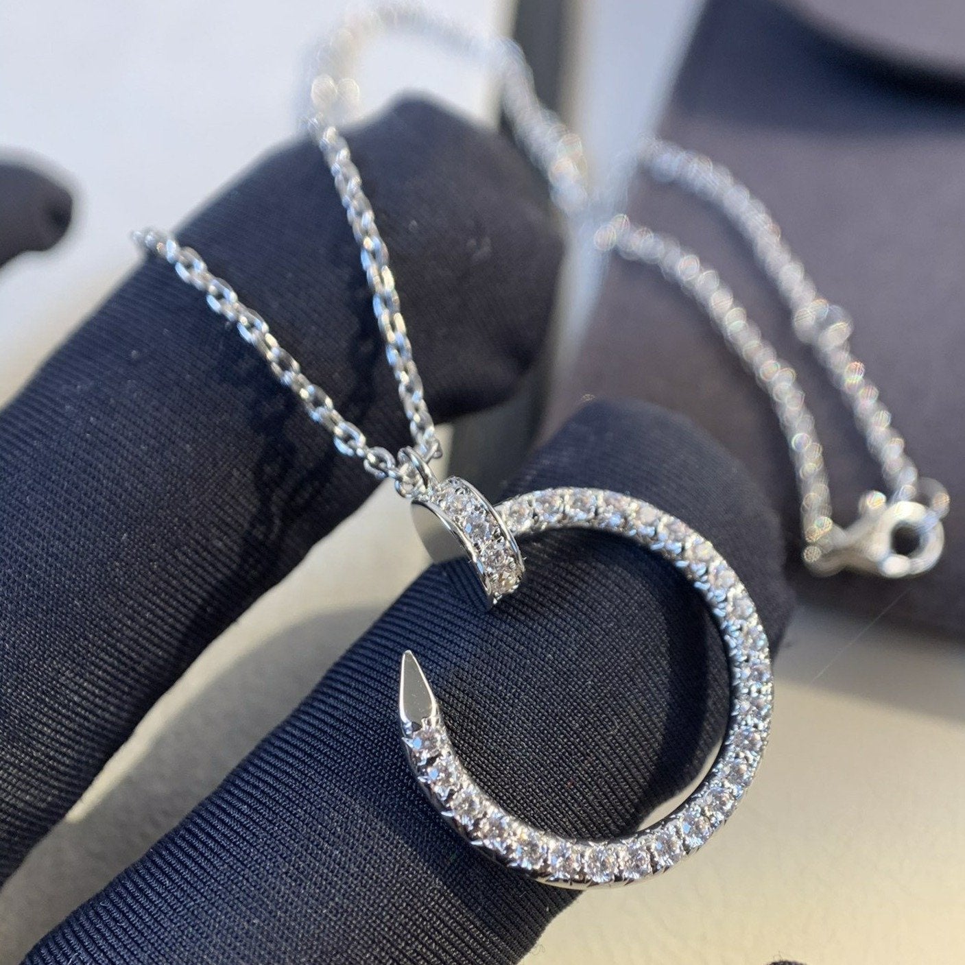 [✨ROSE💎]JUSTE NECKLACE SILVER DIAMONDS