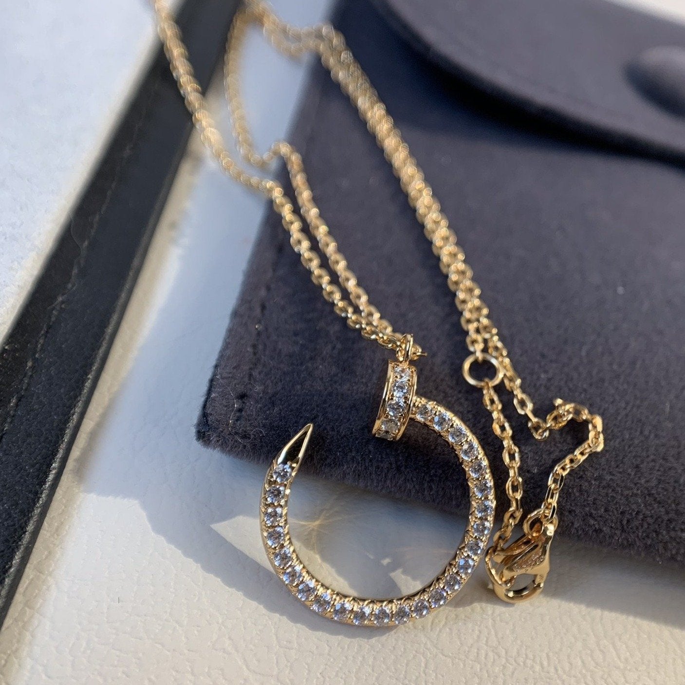 [✨ROSE💎]JUSTE NECKLACE PINK GOLD DIAMONDS