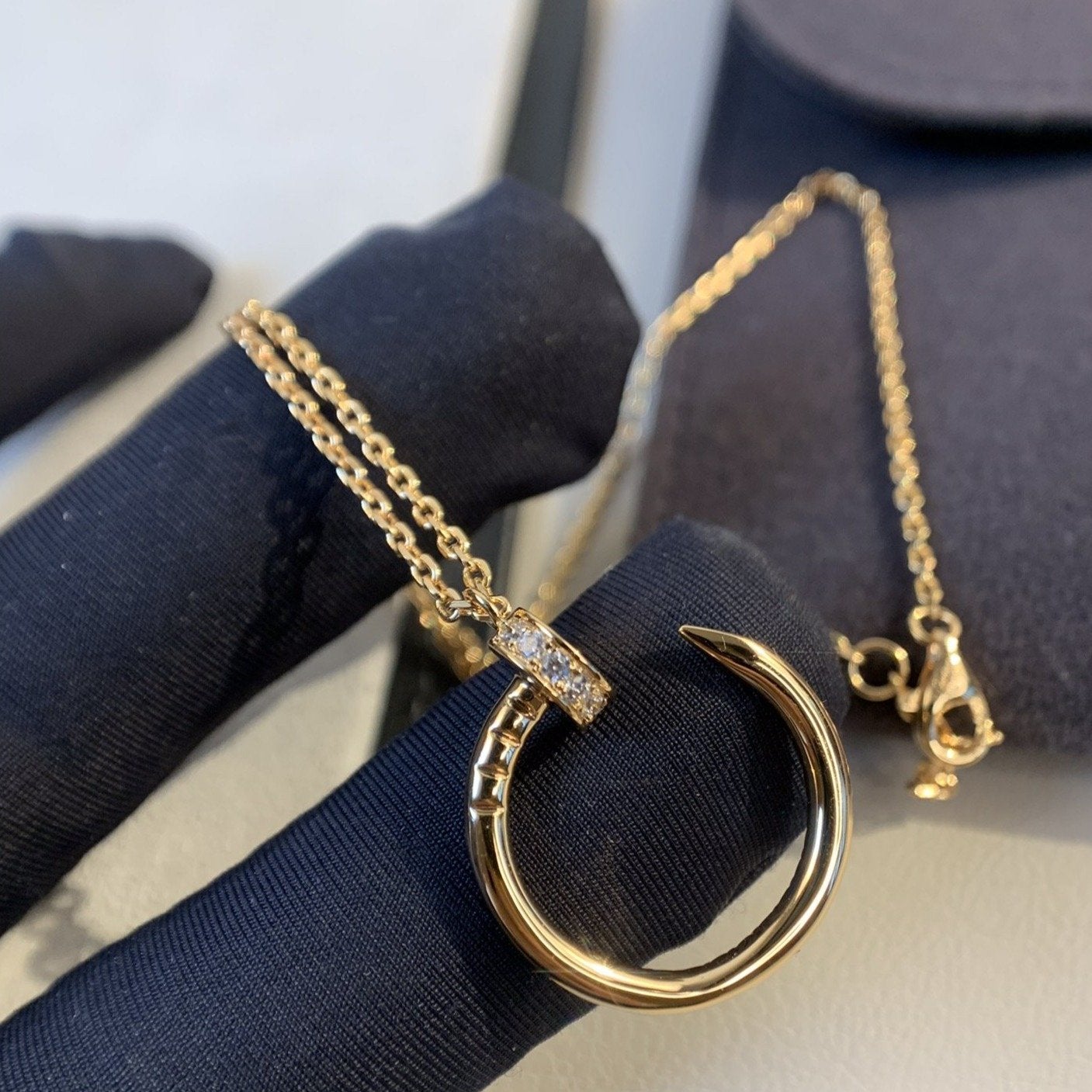 [✨ROSE💎]JUSTE NECKLACE PINK GOLD DIAMONDS