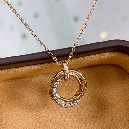[✨ROSE💎]TRINITY NECKLACE SILVER GOLD PINK GOLD DIAMONDS