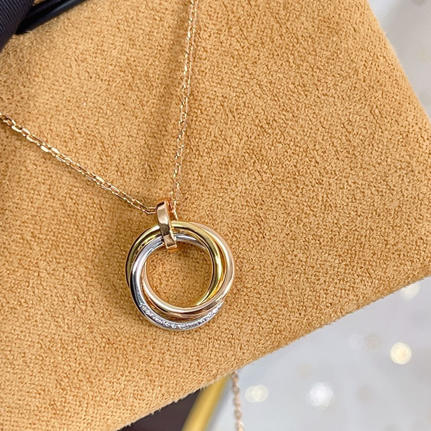 [✨ROSE💎]TRINITY NECKLACE SILVER GOLD PINK GOLD DIAMONDS