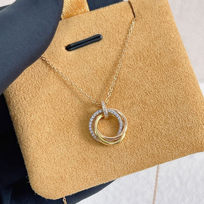 [✨ROSE💎]TRINITY NECKLACE SILVER GOLD PINK GOLD DIAMONDS