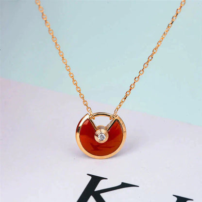 [✨ROSE💎]AMULETTE GOLD CARNELIAN ONYX NECKLACE