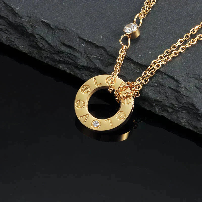 [✨ROSE💎]LOVE NECKLACE 16MM 2 DIAMONDS