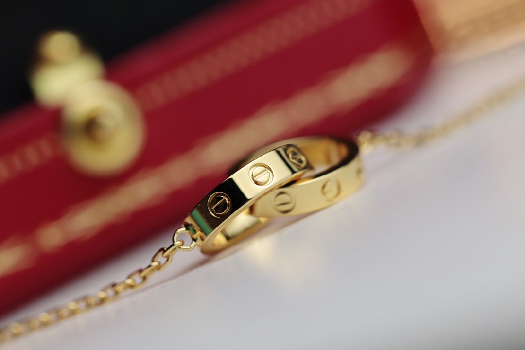[✨ROSE💎]LOVE NECKLACE DOUBLE RING GOLD