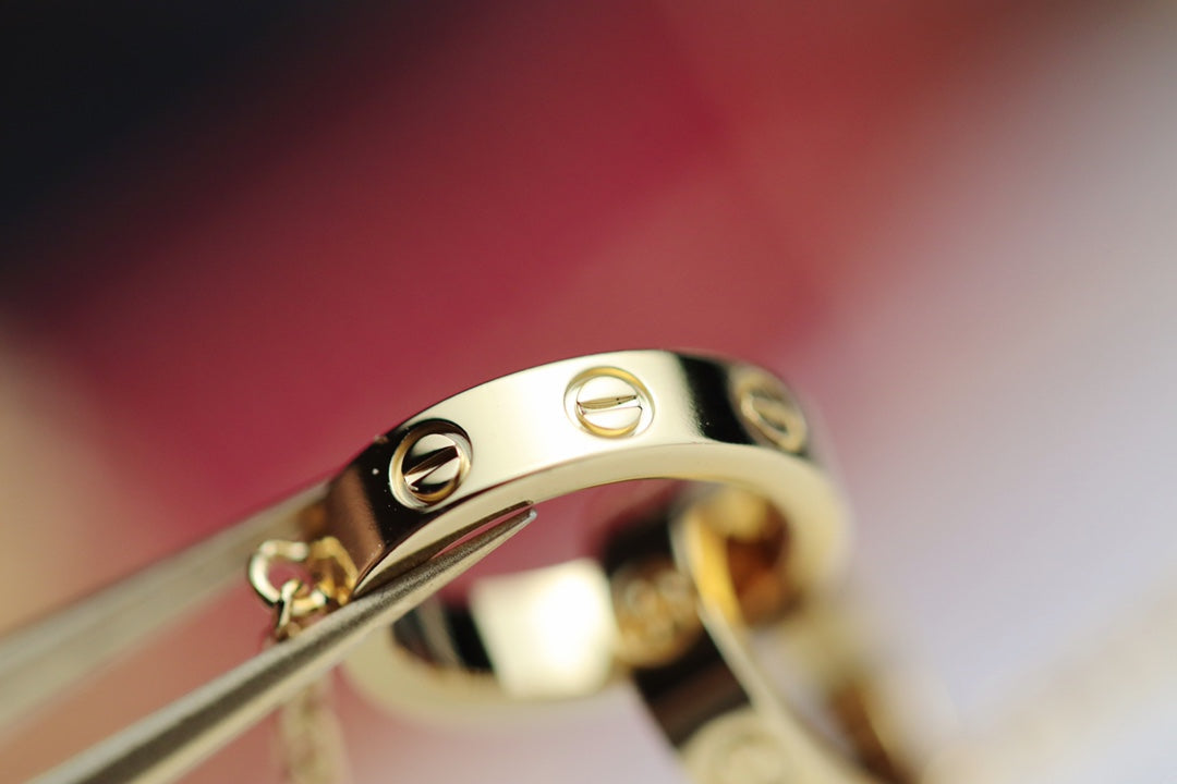 [✨ROSE💎]LOVE NECKLACE DOUBLE RING GOLD