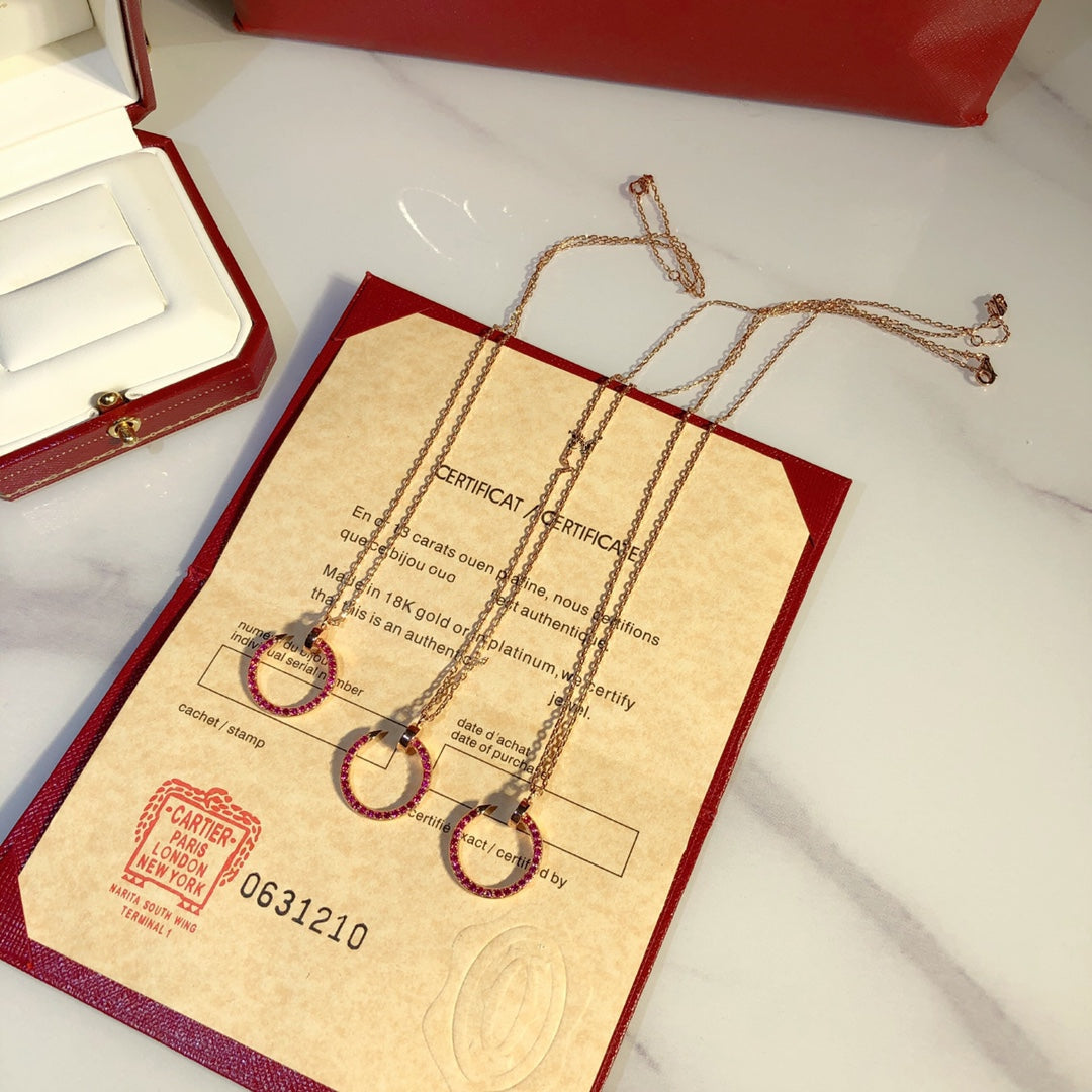 [✨ROSE💎]JUSTE NECKLACE RED FULL DIAMONDS