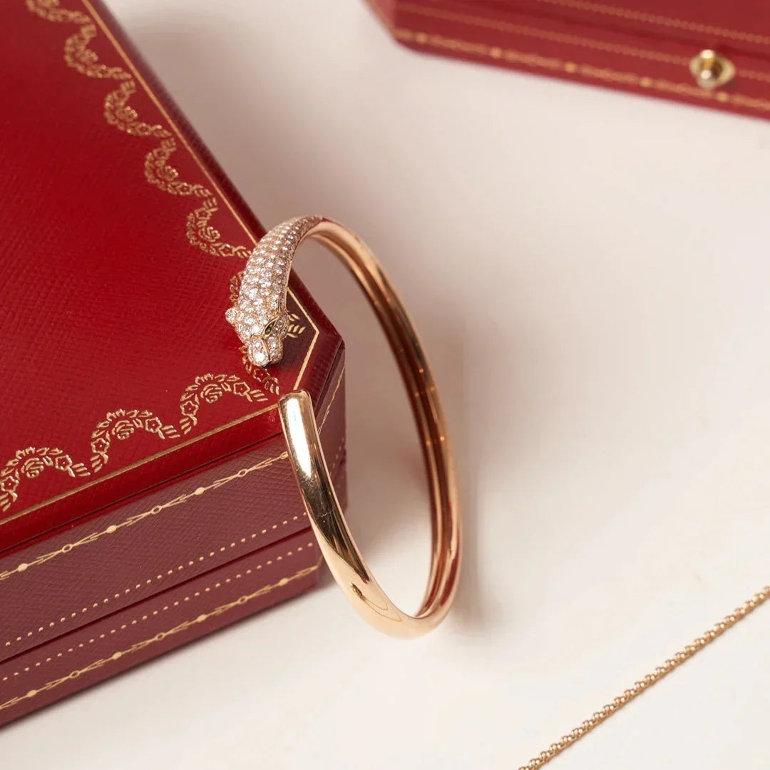 [✨ROSE💎]PANTHERE HALF DIAMOND OPEN BRACELET