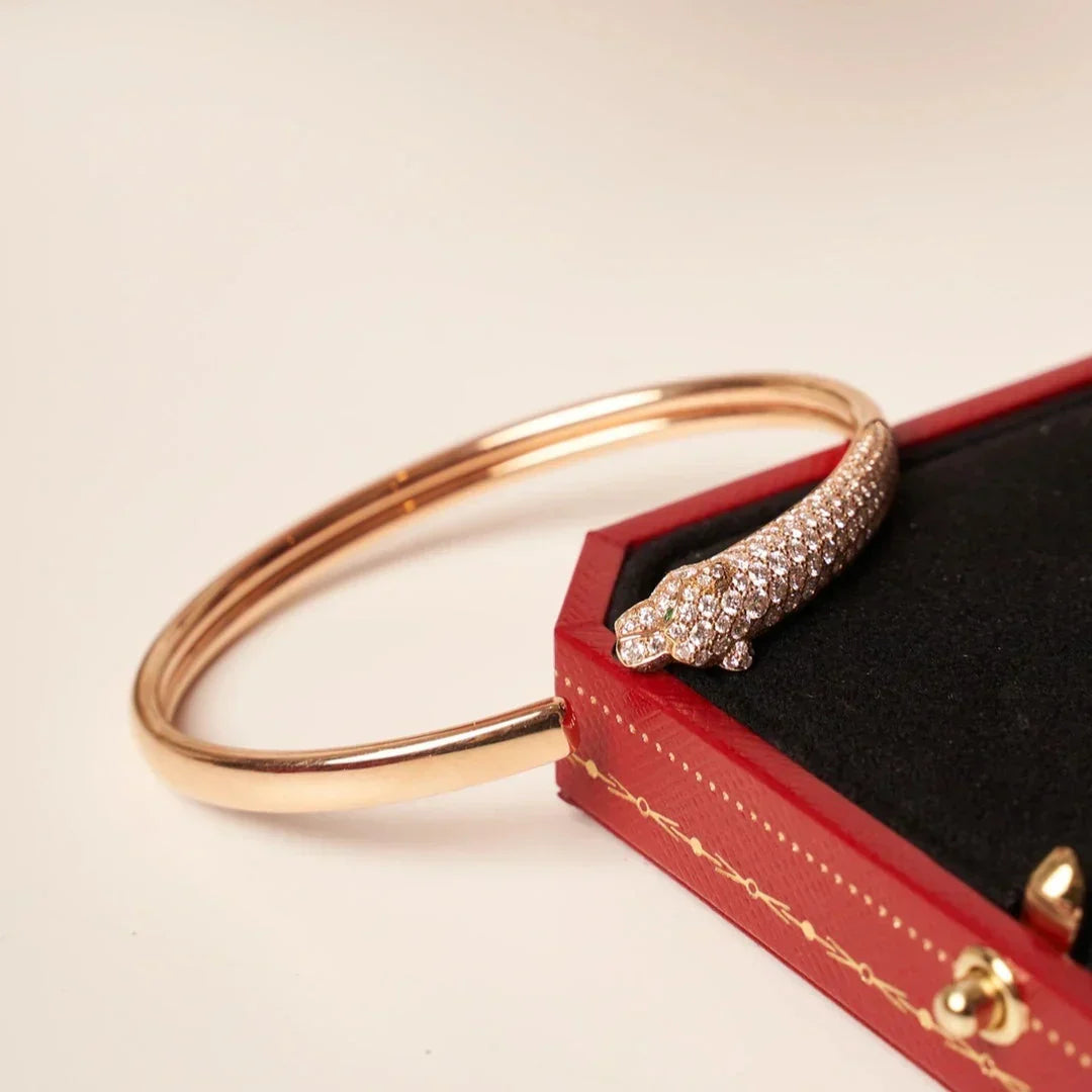 [✨ROSE💎]PANTHERE HALF DIAMOND OPEN BRACELET