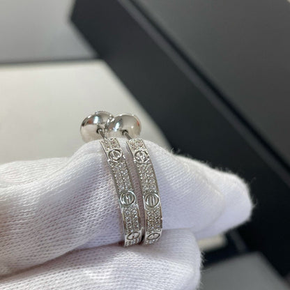 [✨ROSE💎]LOVE DIAMOND SILVER HOOP EARRINGS