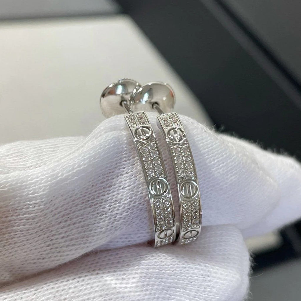 [✨ROSE💎]LOVE EARRINGS 3.6MM DIAMOND PAVED