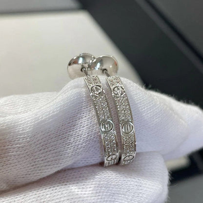 [✨ROSE💎]LOVE EARRINGS 3.6MM DIAMOND PAVED