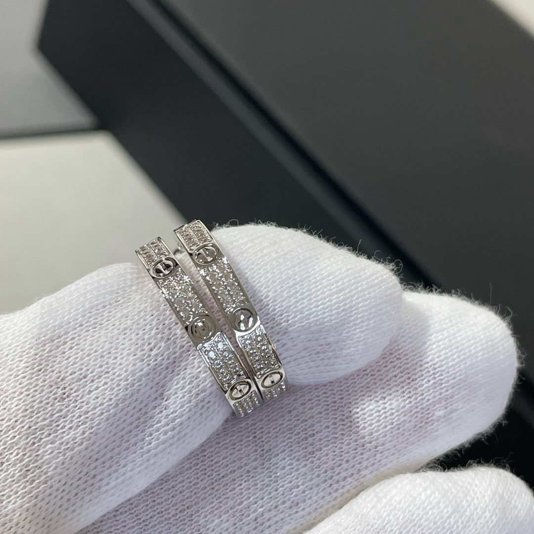 [✨ROSE💎]LOVE DIAMOND SILVER HOOP EARRINGS