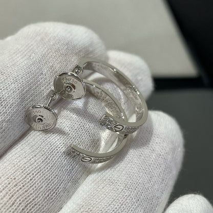 [✨ROSE💎]LOVE DIAMOND SILVER HOOP EARRINGS
