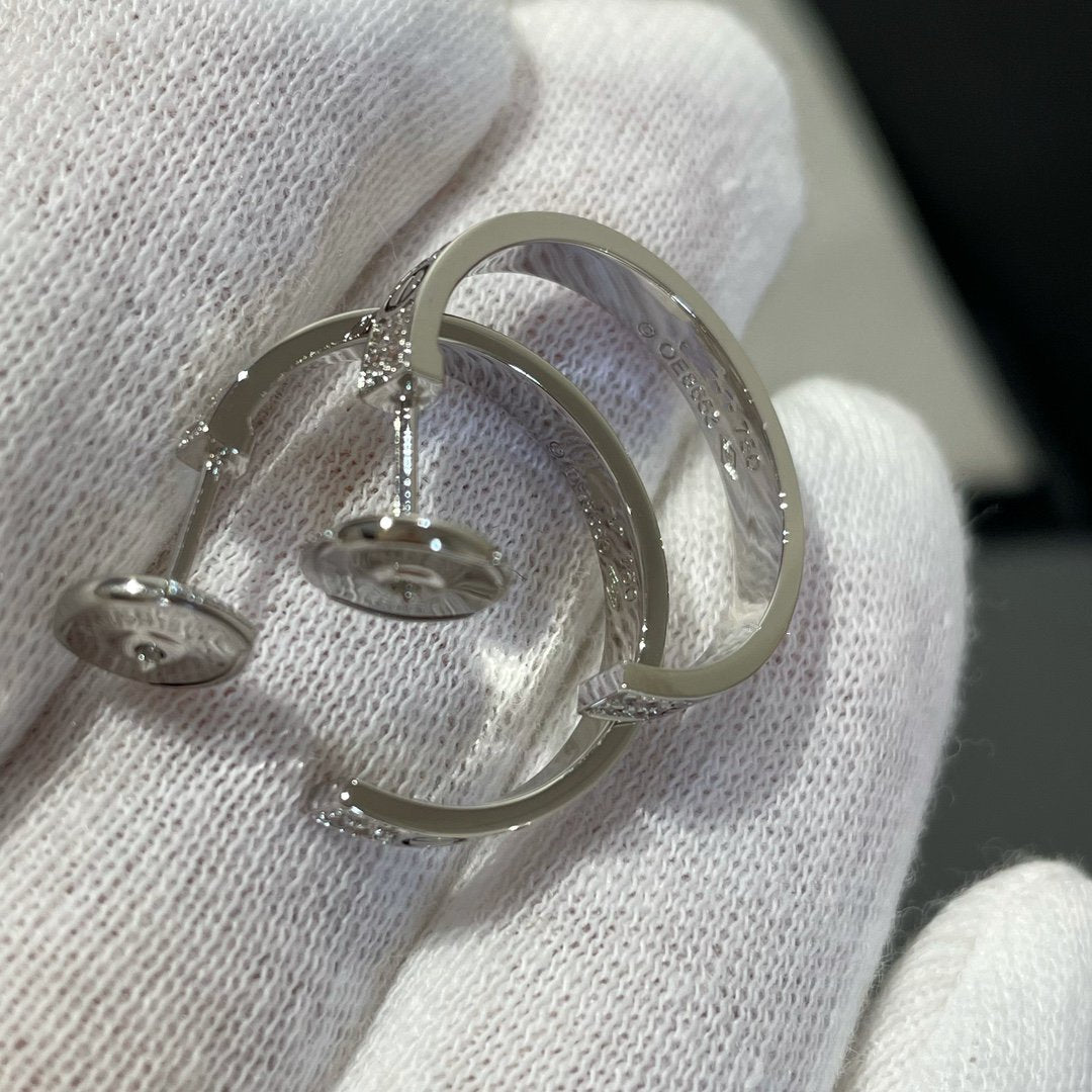 [✨ROSE💎]LOVE DIAMOND SILVER HOOP EARRINGS