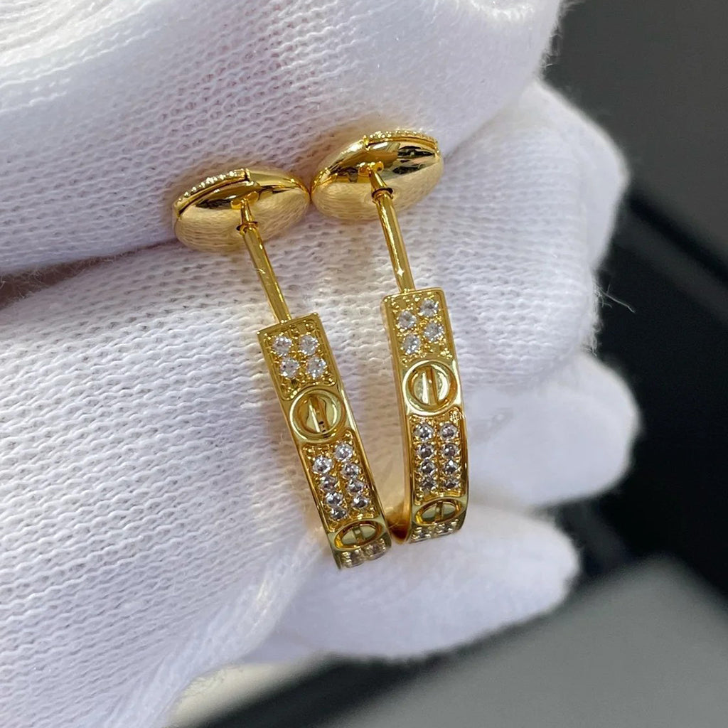 [✨ROSE💎]LOVE EARRINGS 3.6MM DIAMOND PAVED