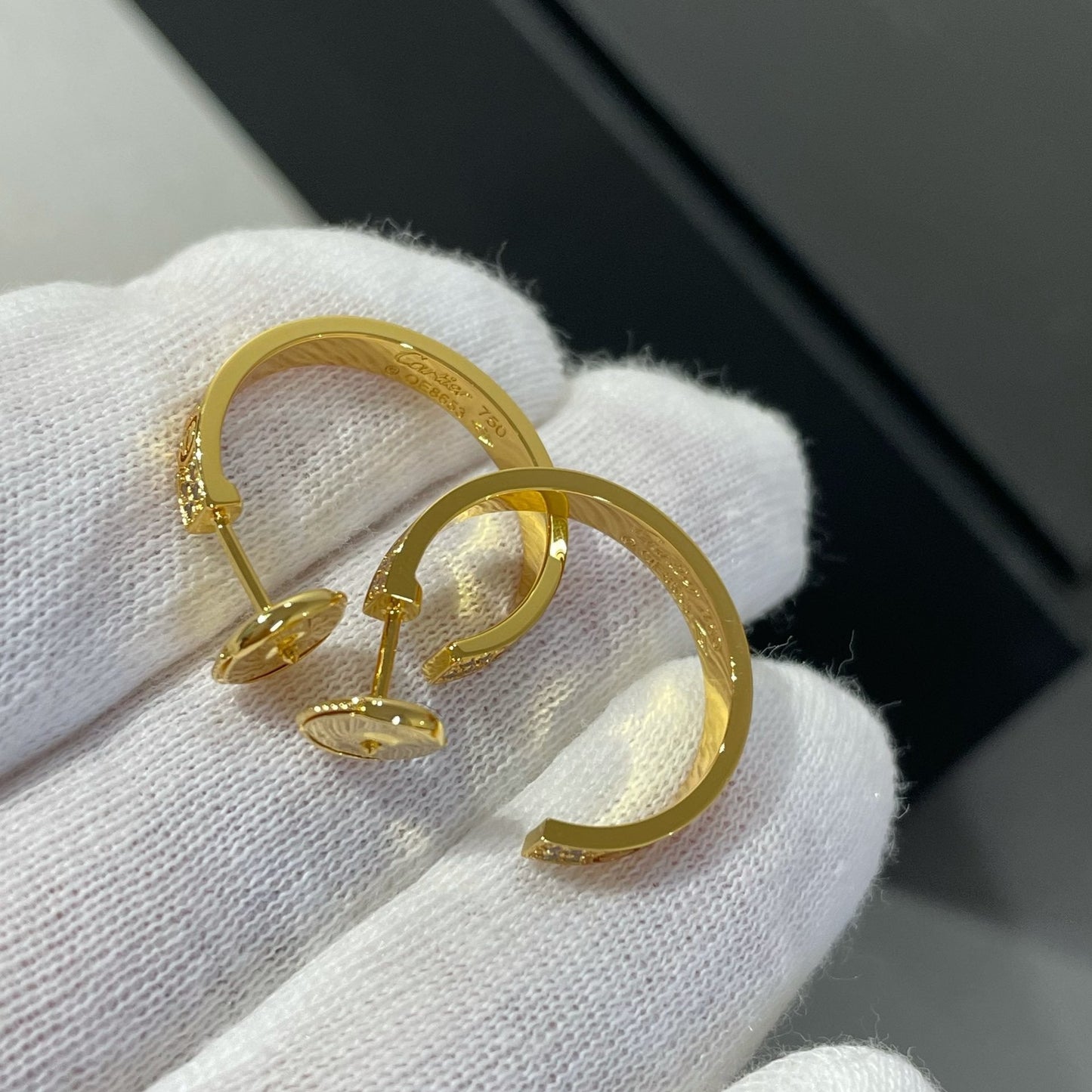 [✨ROSE💎]LOVE DIAMOND GOLD HOOP EARRINGS