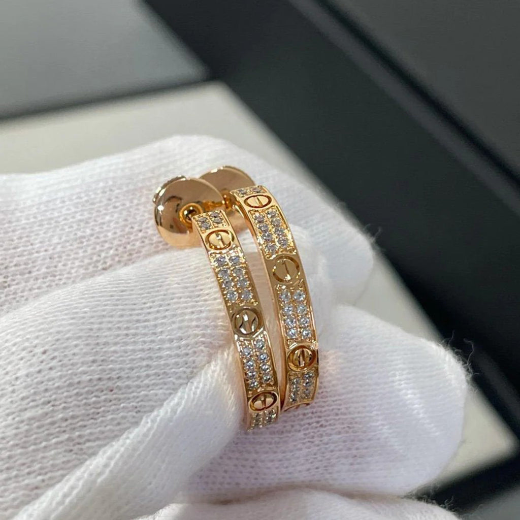 [✨ROSE💎]LOVE EARRINGS 3.6MM DIAMOND PAVED