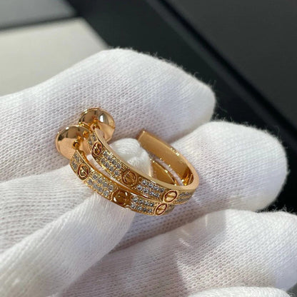 [✨ROSE💎]LOVE EARRINGS 3.6MM DIAMOND PAVED