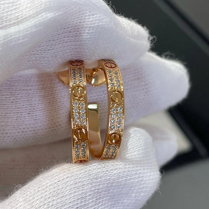 [✨ROSE💎]LOVE EARRINGS 3.6MM DIAMOND PAVED
