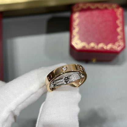 [✨ROSE💎]LOVE PINK GOLD SILVER DIAMOND DOUBLE RING