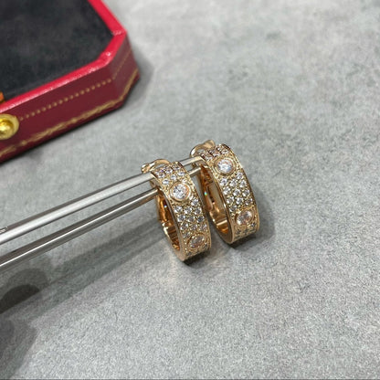 [✨ROSE💎]LOVE 5.5MM DIAMOND PAVED EARRINGS