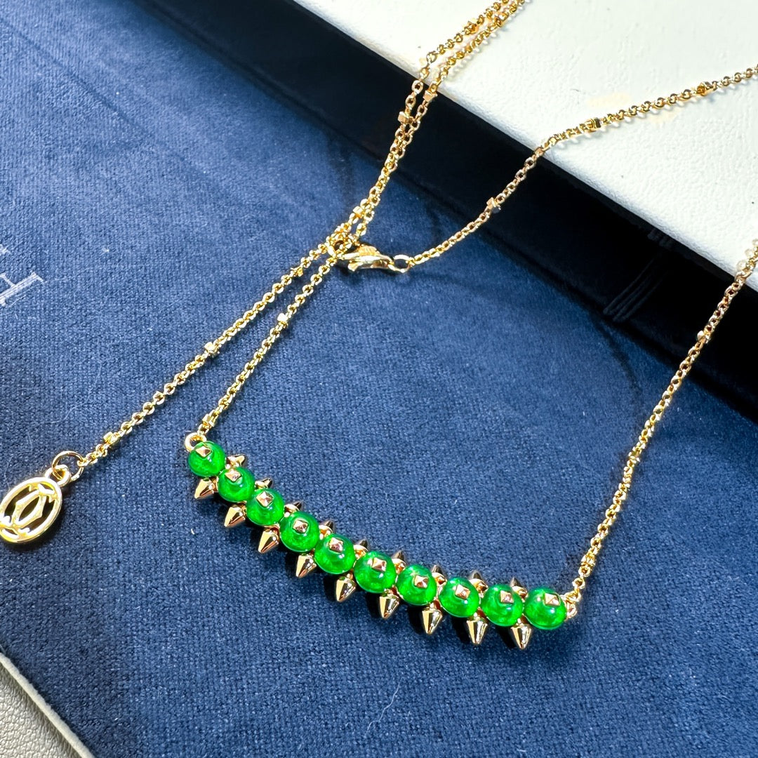 [✨ROSE💎]New Arrival: Green Bead Rivet Necklace