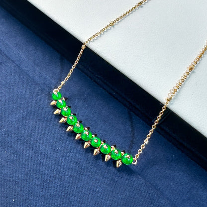 [✨ROSE💎]New Arrival: Green Bead Rivet Necklace