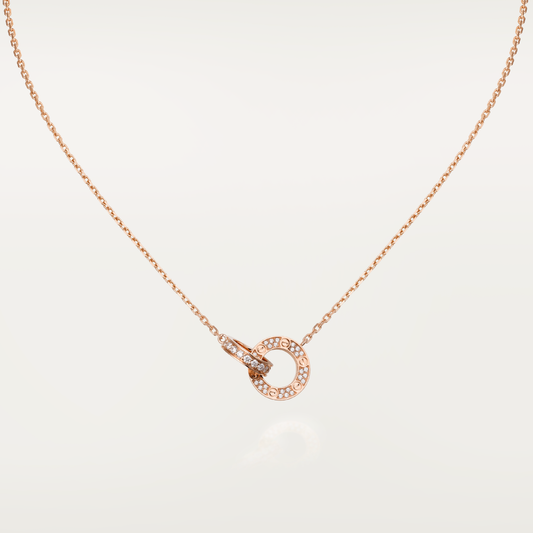 [✨ROSE💎]LOVE 7.6MM NECKLACE ROSE GOLD AND SILVER  FULL DIAMOND