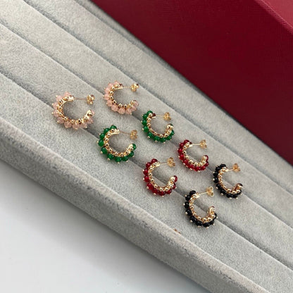 [✨ROSE💎]NEW COLORED GEMSTONE COLLECTION SMALL HOOP EARRINGS