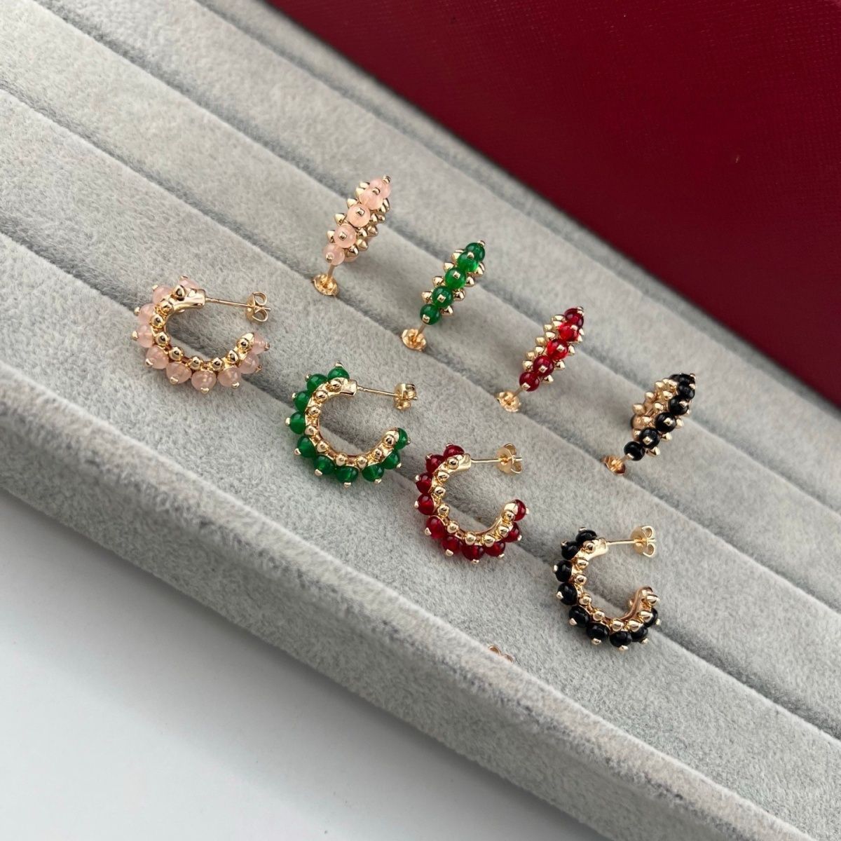 [✨ROSE💎]NEW COLORED GEMSTONE COLLECTION SMALL HOOP EARRINGS