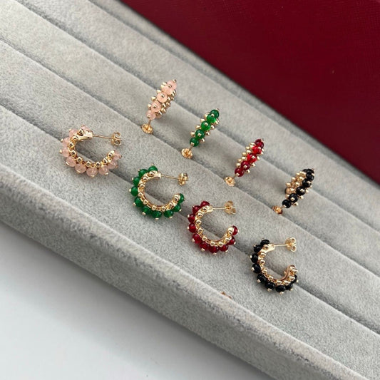 [✨ROSE💎]NEW COLORED GEMSTONE COLLECTION SMALL HOOP EARRINGS