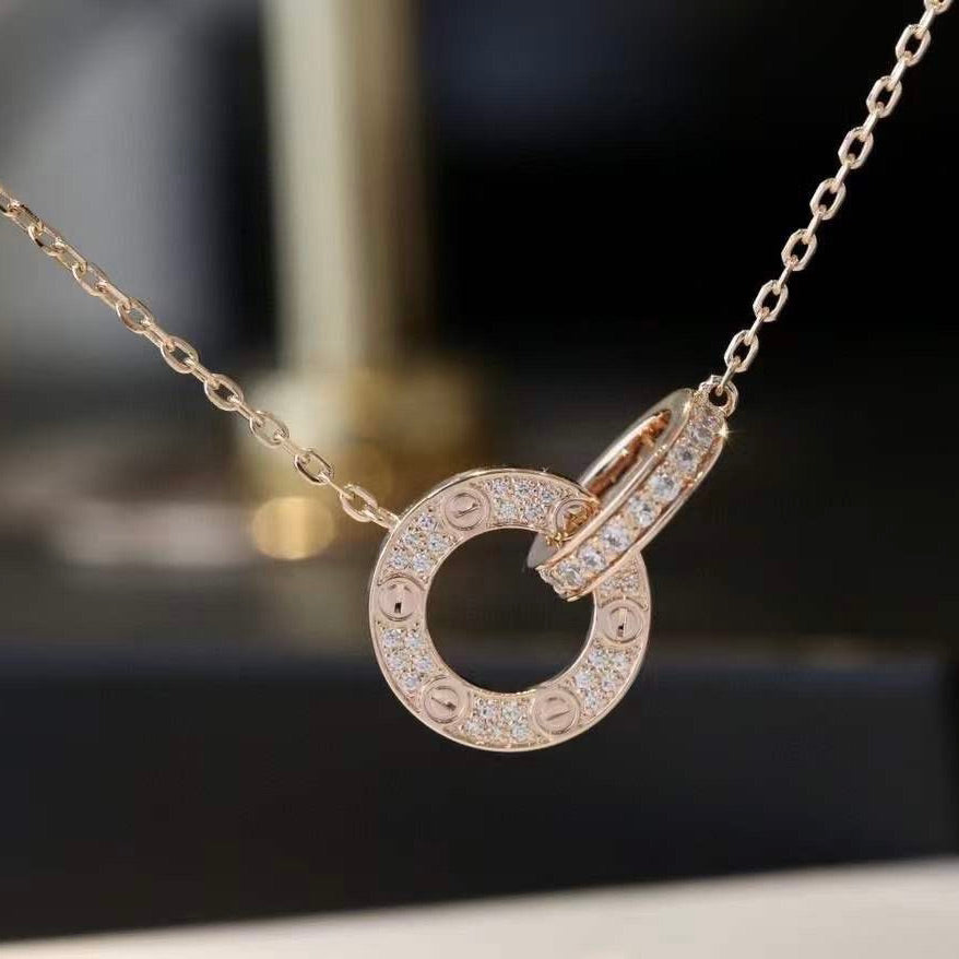[✨ROSE💎]LOVE  FULL DIAMOND PENDANT NECKLACE