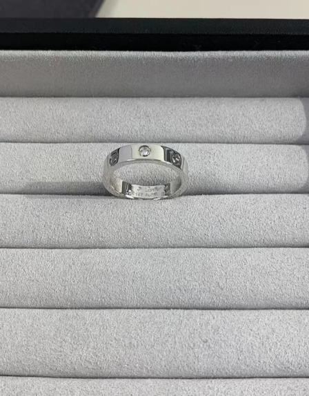 [✨ROSE💎]LOVE RING 4MM 1 DIAMOND SILVER