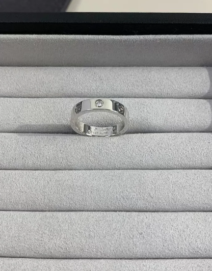[✨ROSE💎]LOVE RING 4MM 1 DIAMOND SILVER