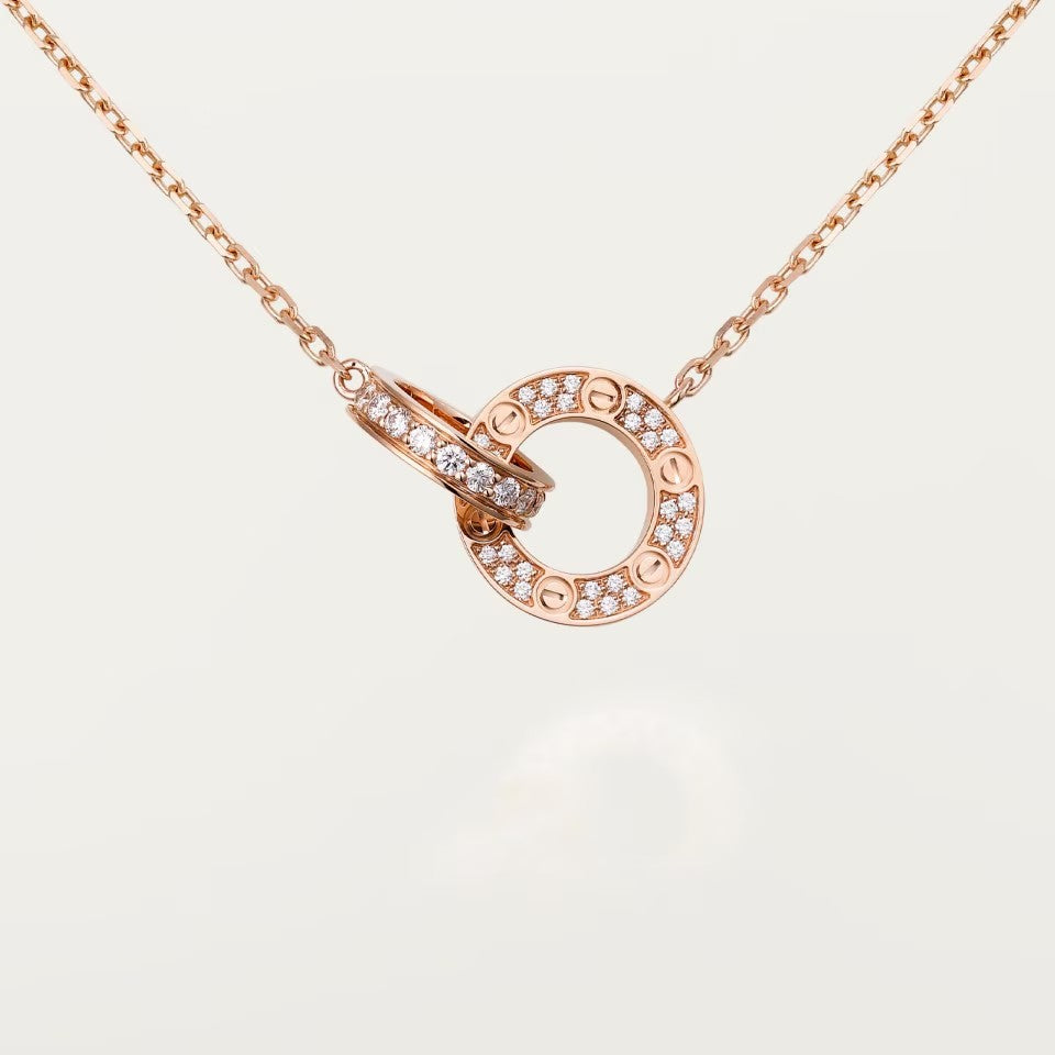[✨ROSE💎]LOVE  FULL DIAMOND PENDANT NECKLACE