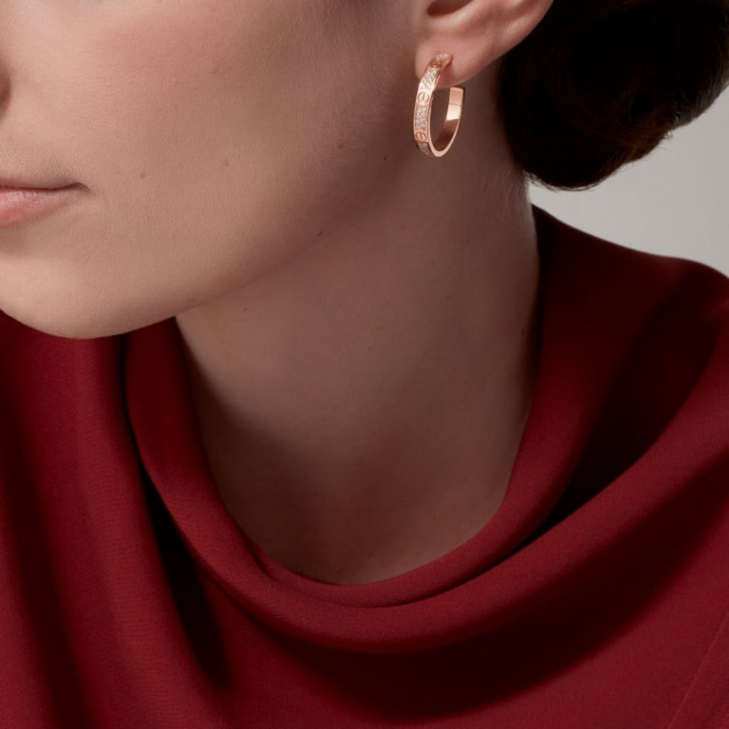 [✨ROSE💎]LOVE EARRINGS 3.6MM DIAMOND PAVED