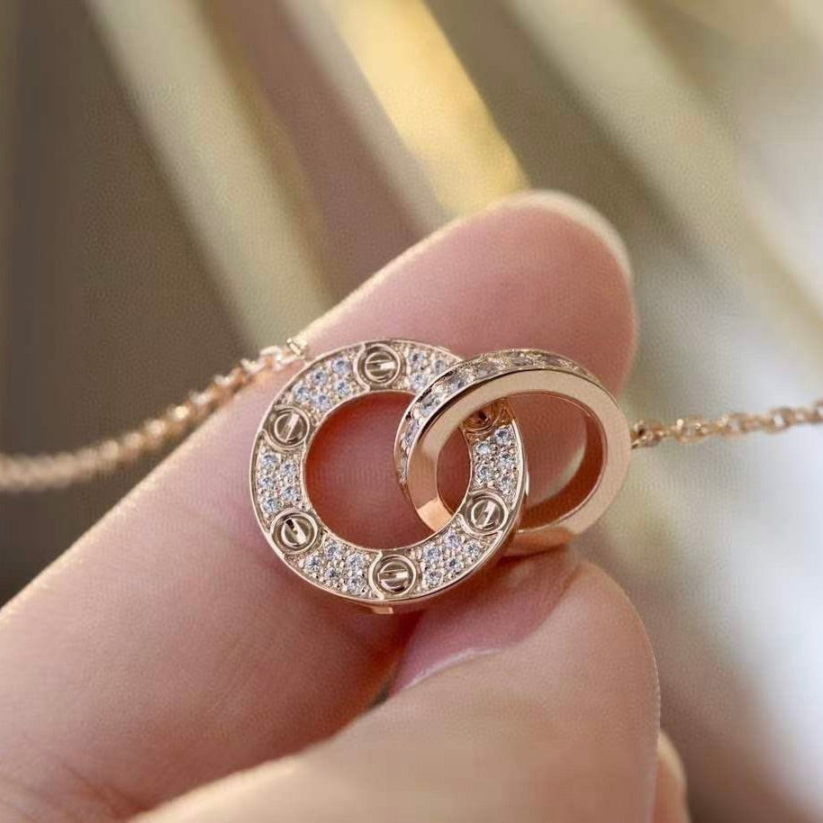 [✨ROSE💎]LOVE  FULL DIAMOND PENDANT NECKLACE
