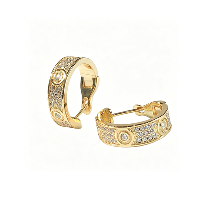 [✨ROSE💎]LOVE 5.5MM DIAMOND PAVED EARRINGS
