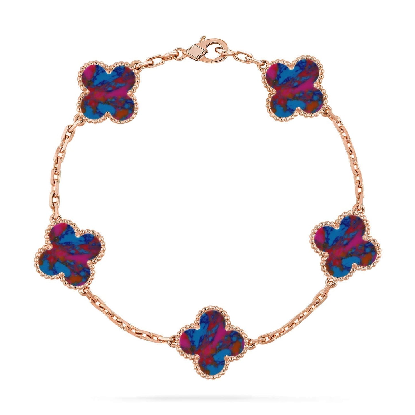 [✨ROSE💎]CLOVER 5 MOTIF COLOR GEMSTONES BRACELET COLLECTION