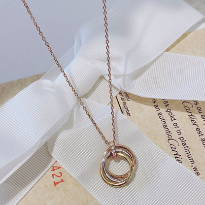 [✨ROSE💎]TRINITY NECKLACE GOLD  DIAMONDS