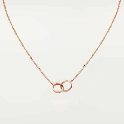 [✨ROSE💎]LOVE DOUBLE RING HALF DIAMOND NECKLACE