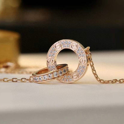 [✨ROSE💎]LOVE  FULL DIAMOND PENDANT NECKLACE