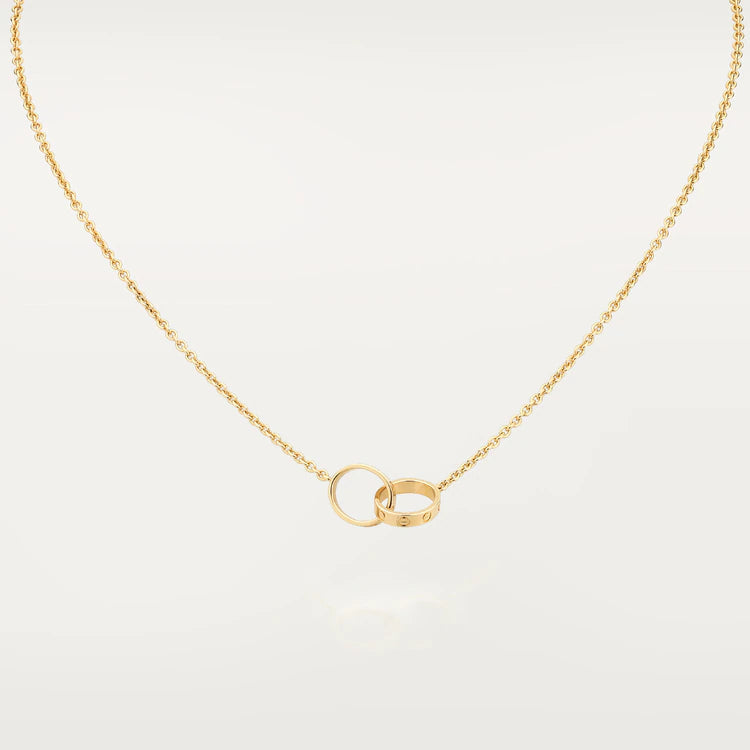 [✨ROSE💎]LOVE NECKLACE DOUBLE RING GOLD