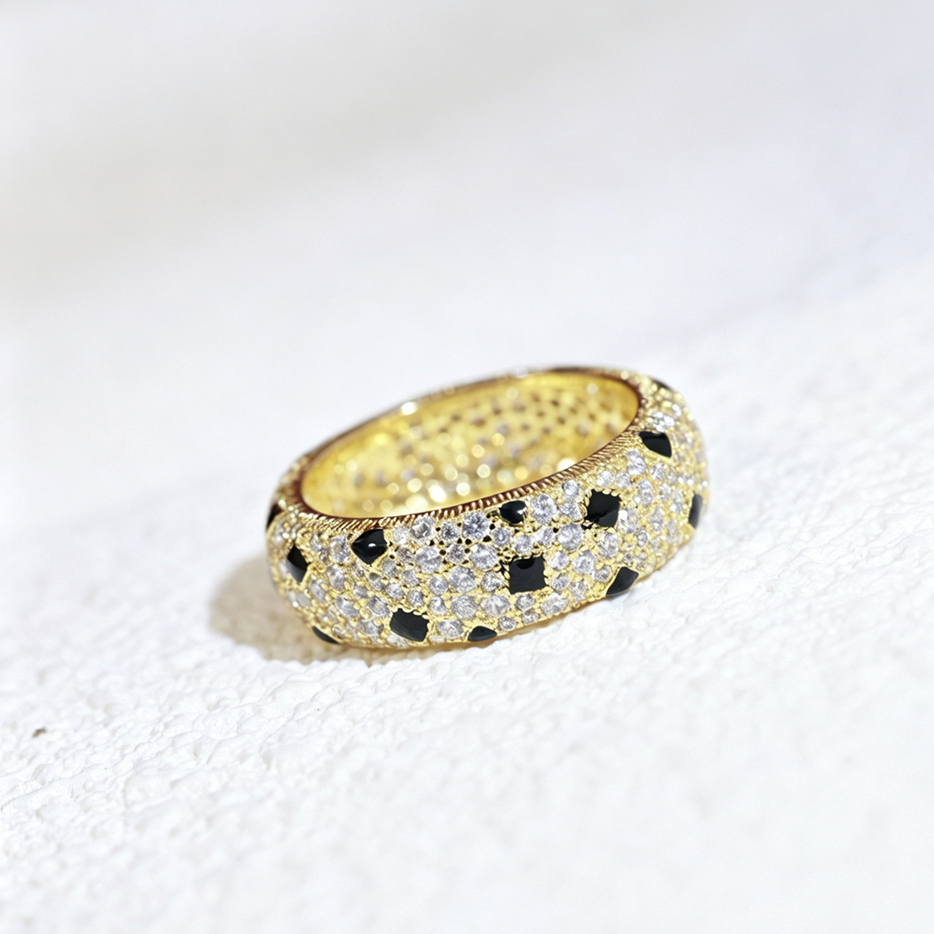 [✨ROSE💎]PANTHERE SPOTTED FULL DIAMOND RING