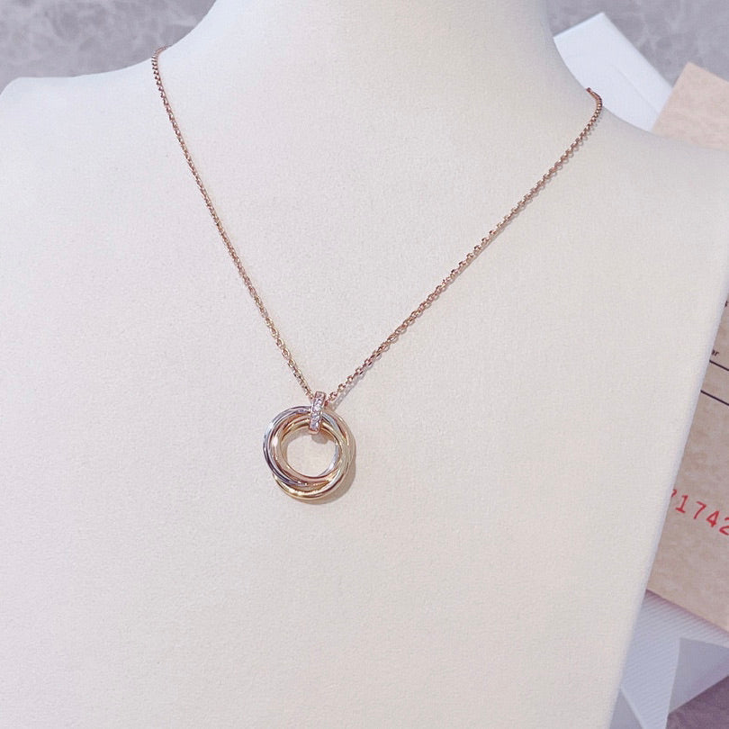 [✨ROSE💎]TRINITY NECKLACE GOLD  DIAMONDS